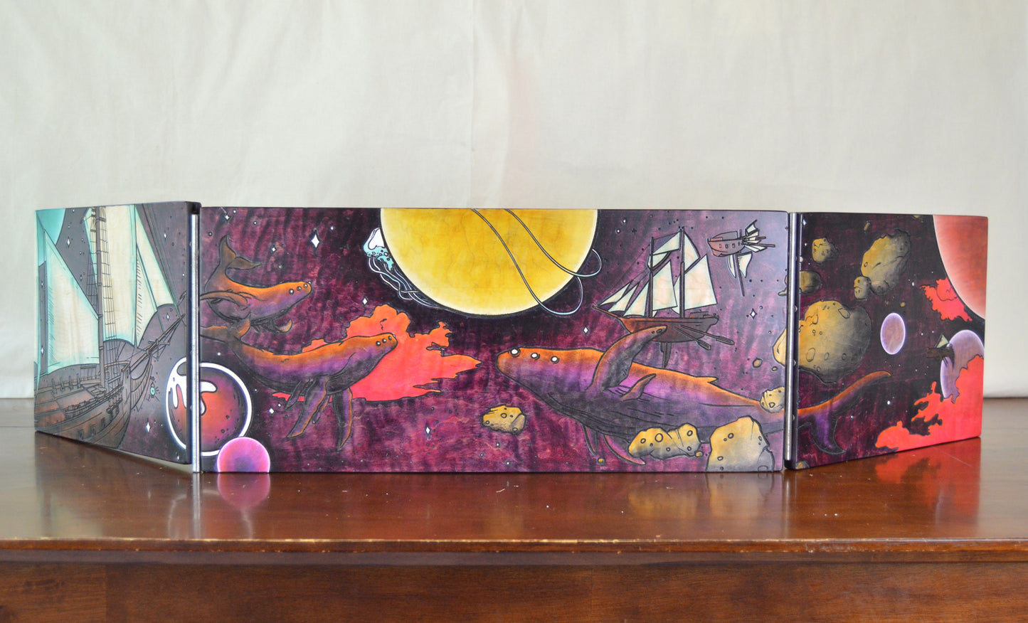 DM Screen | Astral Space Mosaic | Maple | Magnetic Dungeon Master Screen image 3