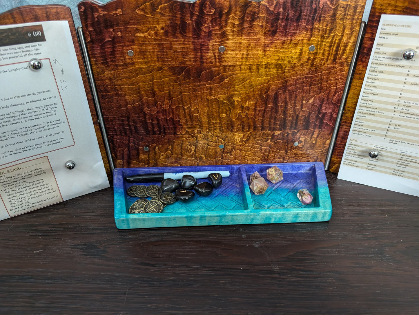 Dungeon Deck | Green & Purple Double | Magnetic GM / DM Screen Organizer image 0