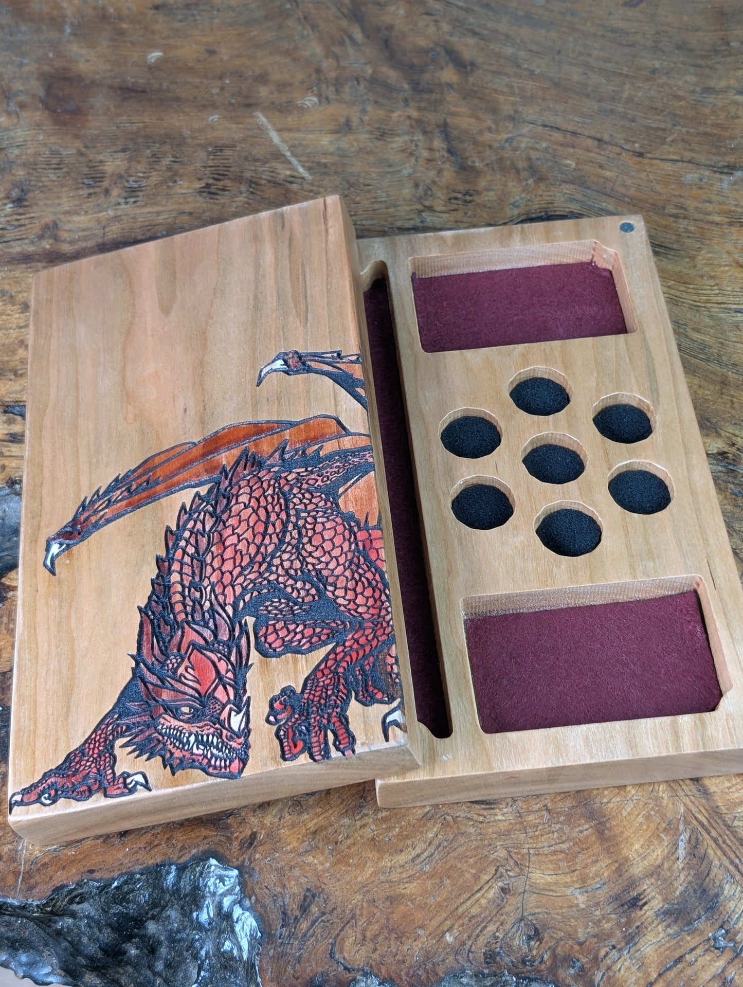 Player Book | Dragon Lurks Mosaic | Cherry | Dice Box and Rolling Dice Tray image 5