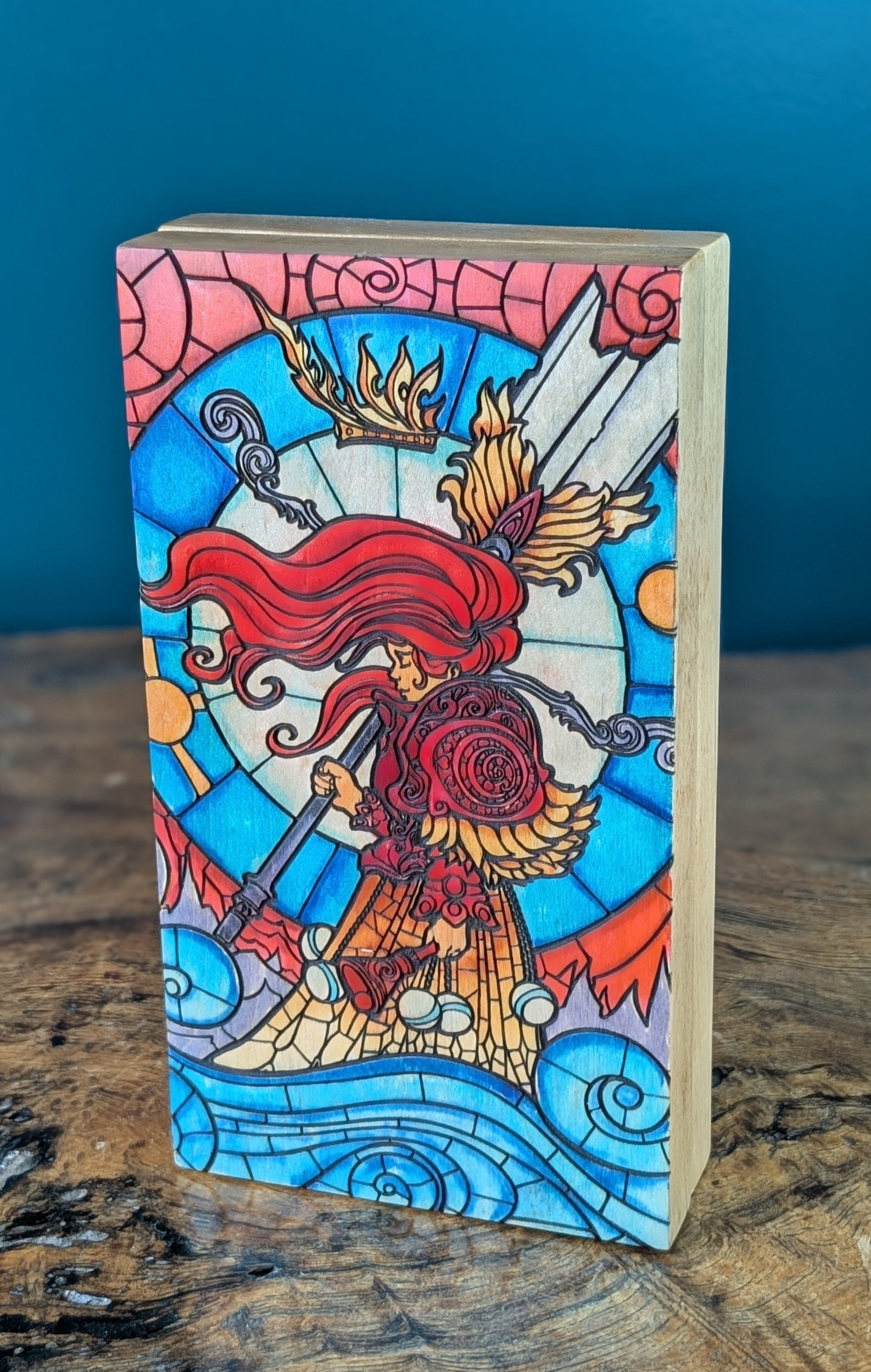 Player Book | Defender Mosaic  | Maple | Dice Box and Rolling Dice Tray image 0