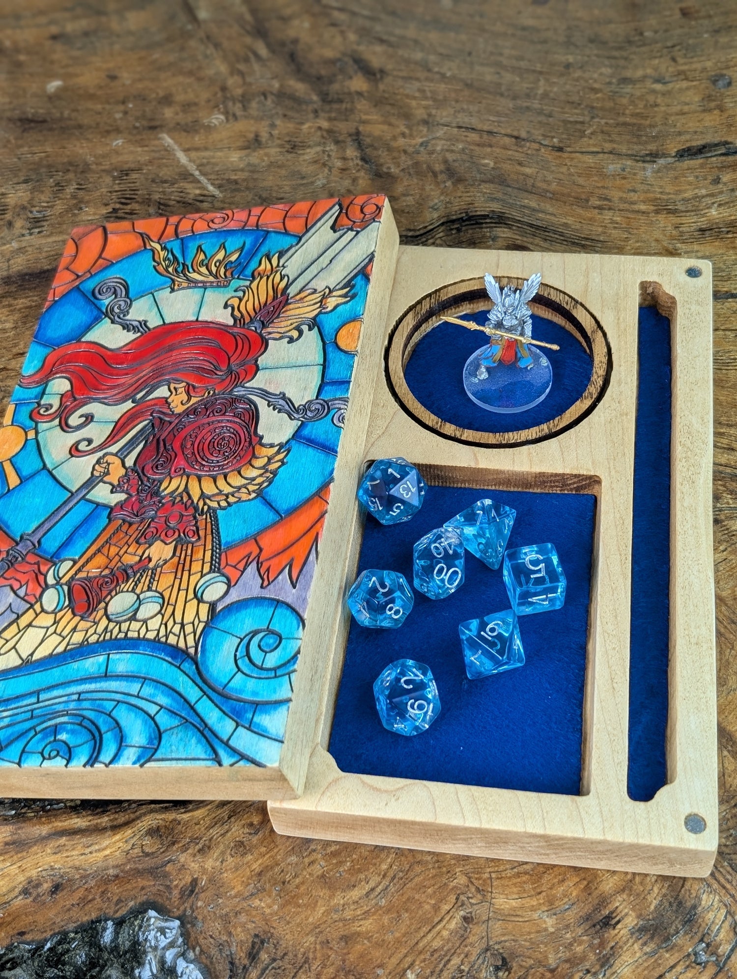 Player Book | Defender Mosaic  | Maple | Dice Box and Rolling Dice Tray image 1