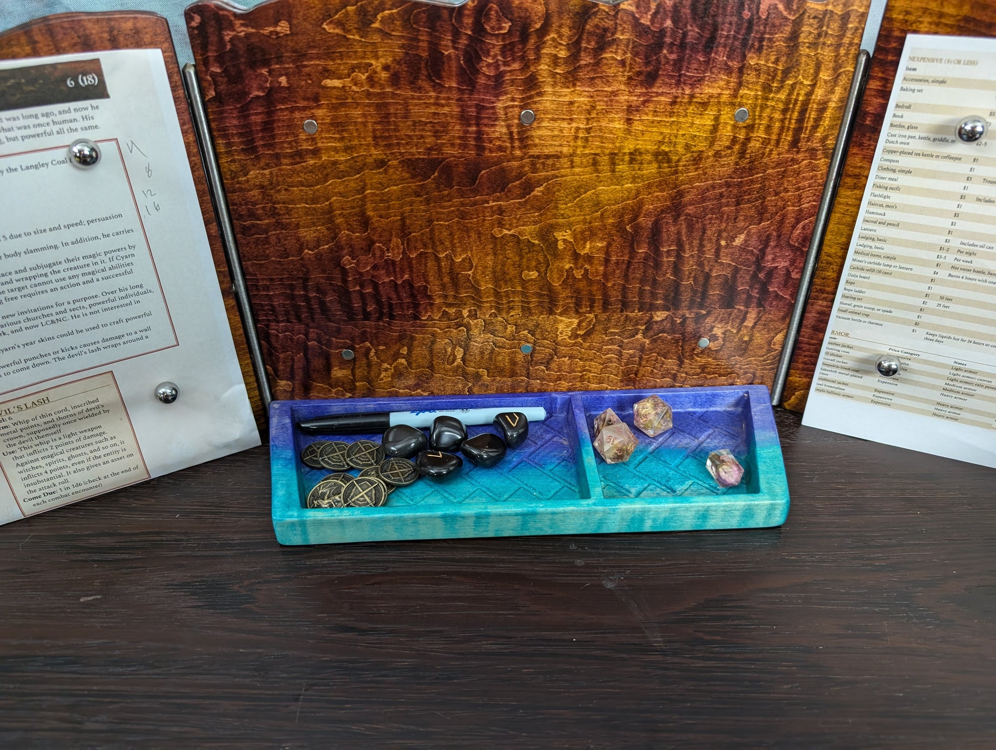 Dungeon Deck | Green & Purple Double | Magnetic GM / DM Screen Organizer image 0