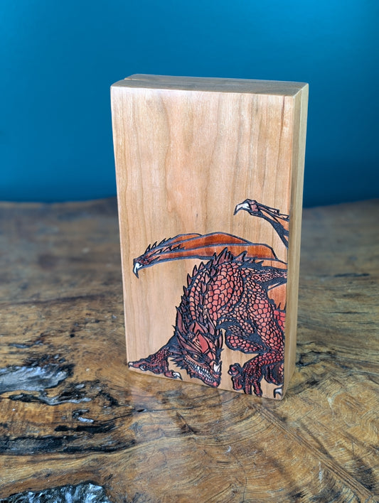 Player Book | Dragon Lurks Mosaic | Cherry | Dice Box and Rolling Dice Tray image 0