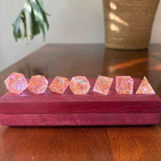 Crystal Pink | Sharp Edge Polyhedral Dice