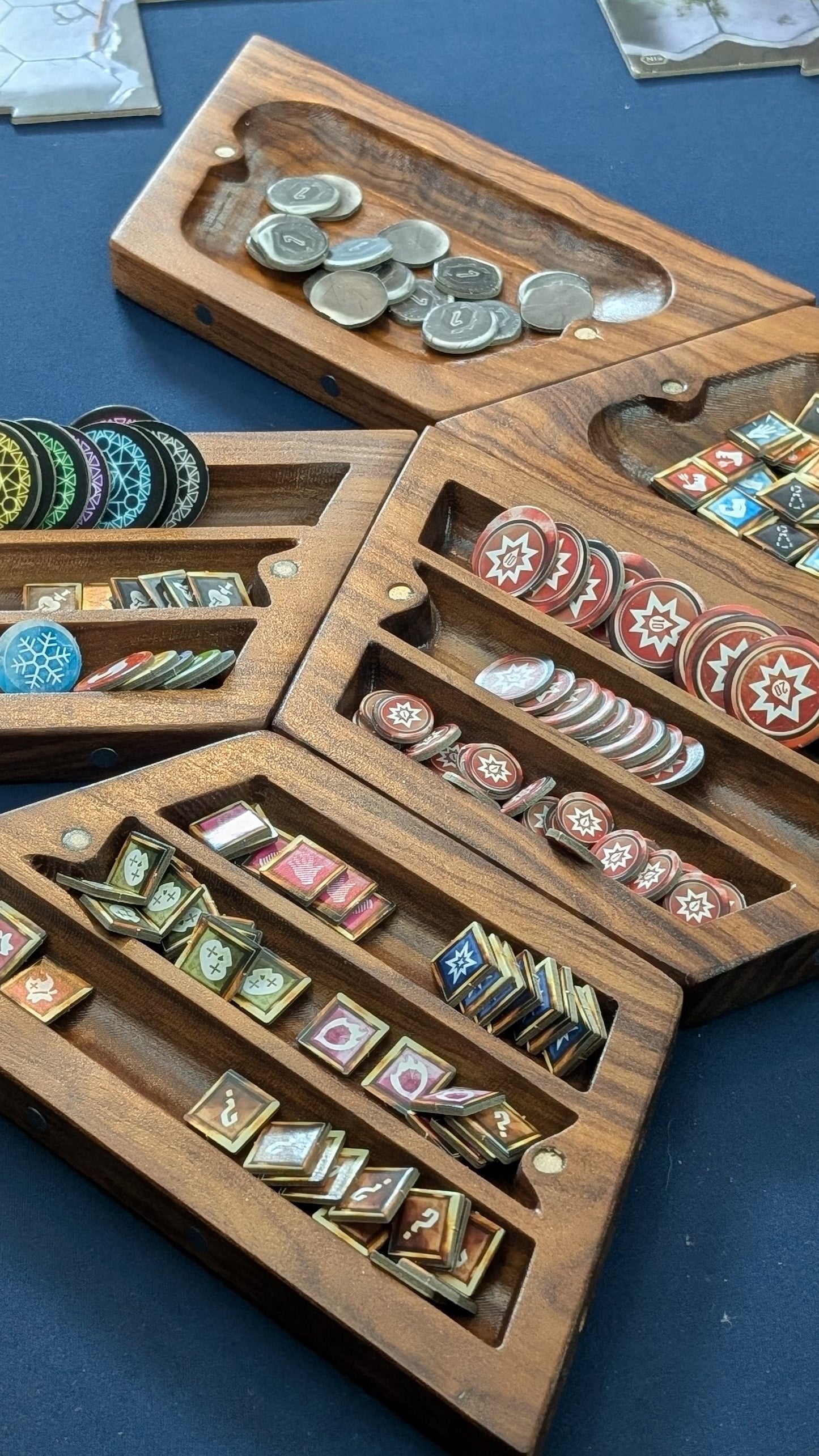 Bolivian Rosewood  Table Tiles | Set of 6 Wooden Magnetic Board Game Organizers