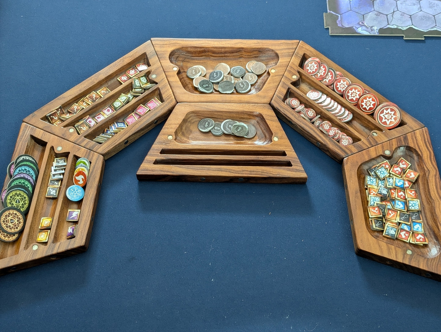 Bolivian Rosewood  Table Tiles | Set of 6 Wooden Magnetic Board Game Organizers