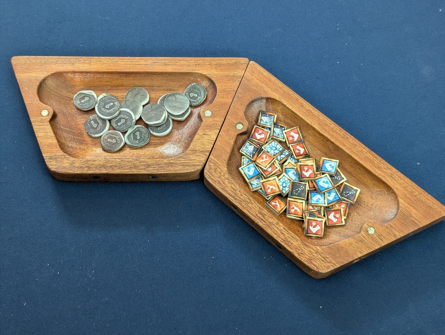 African Mahogany Table Tiles | Set of 2 Wooden Magnetic Board Game Organizers