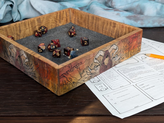 Dice Tray |  Demon Lord Mosaic | Maple | Large Dice Rolling Tray