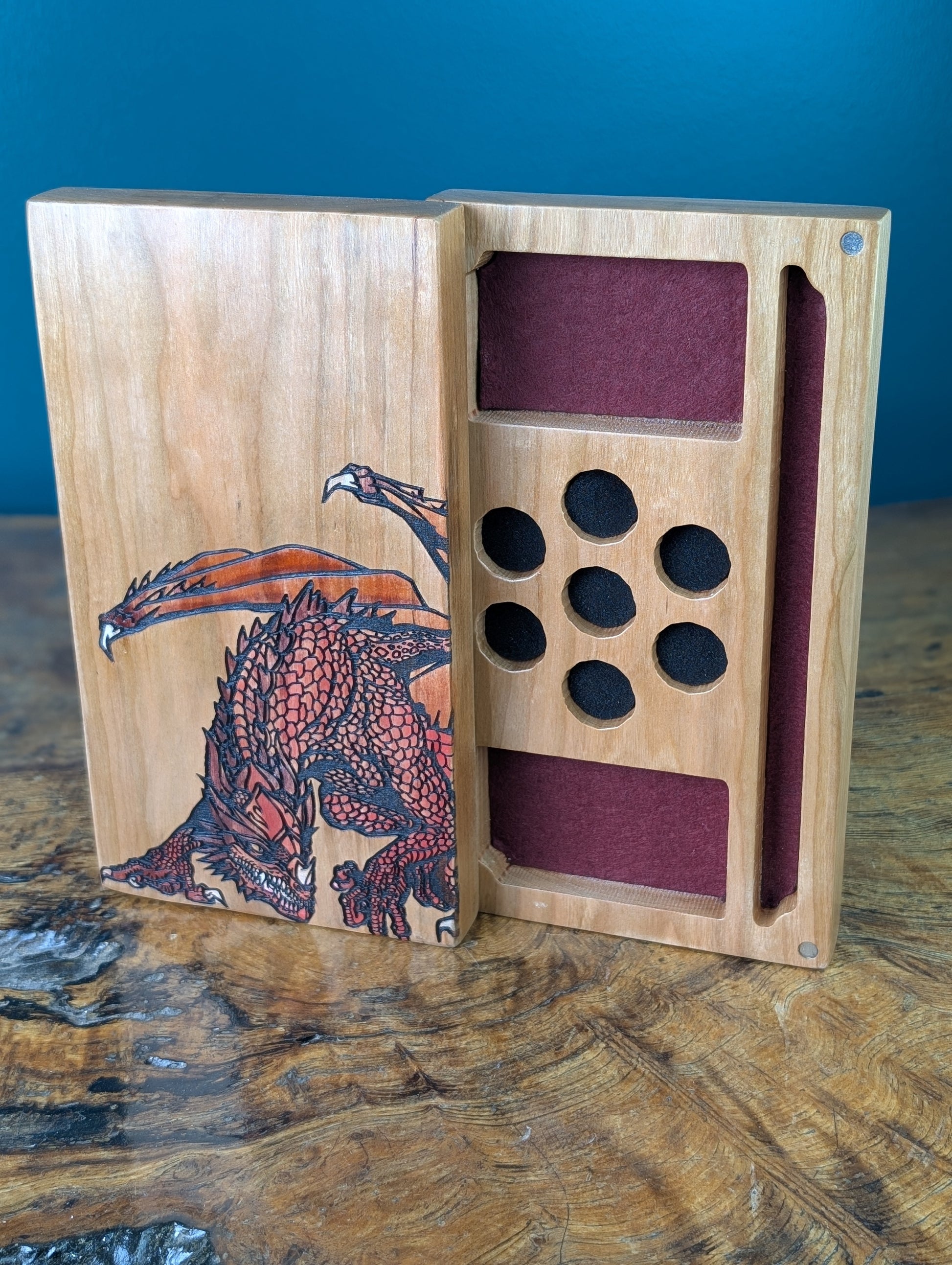 Player Book | Dragon Lurks Mosaic | Cherry | Dice Box and Rolling Dice Tray image 2