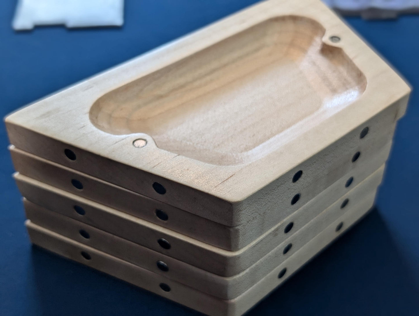 Curly Maple  Table Tiles Bowls | Set of 5 Wooden Magnetic Board Game Organizer